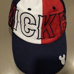 DISNEY Parks adult Mickey MOUSE AMERICANA CAP HAT Embroidery NWT Unisex Red Blue